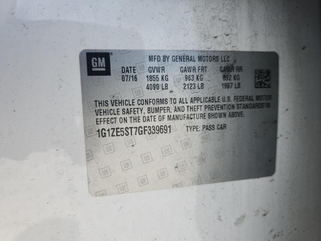 1G1ZE5ST7GF339691 - 2016 CHEVROLET MALIBU LT WHITE photo 12