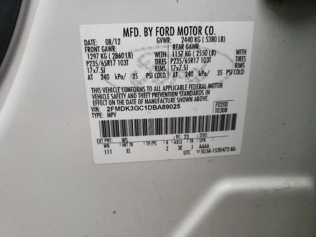 2FMDK3GC1DBA89025 - 2013 FORD EDGE SE WHITE photo 14