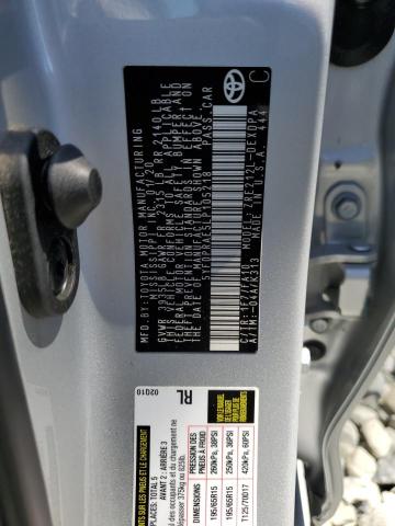 5YFDPRAE5LP105218 - 2020 TOYOTA COROLLA L GRAY photo 12