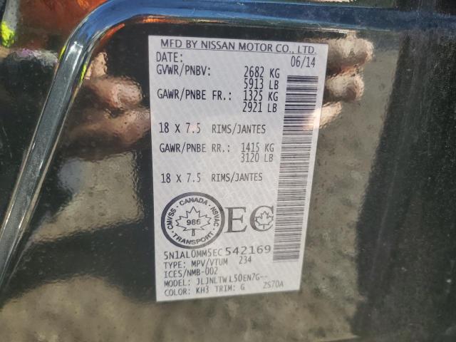 5N1AL0MM5EC542169 - 2014 INFINITI QX60 BLACK photo 14