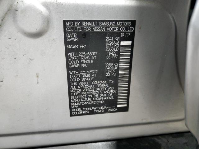 KNMAT2MV0JP515599 - 2018 NISSAN ROGUE S ვერცხლისფერი ფოტო 14