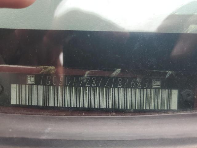 1GCEC19Z87Z182685 - 2007 CHEVROLET SILVERADO C1500 CLASSIC BURGUNDY photo 12