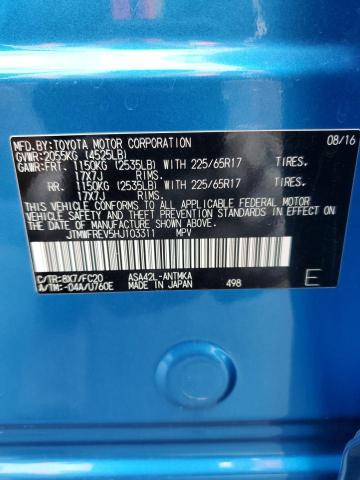 JTMWFREV5HJ103311 - 2017 TOYOTA RAV4 XLE BLUE photo 12