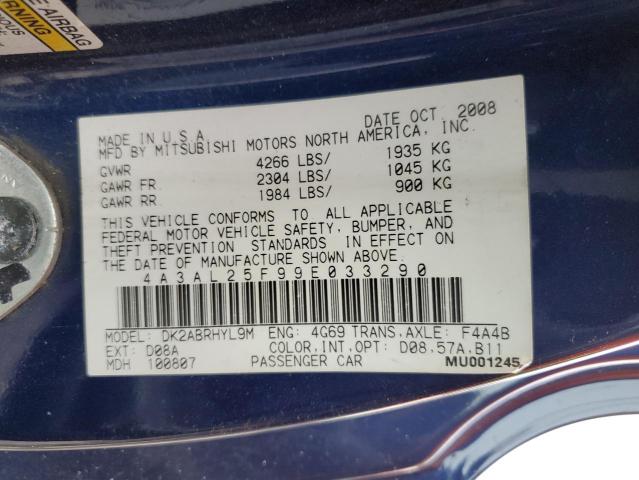 4A3AL25F99E033290 - 2009 MITSUBISHI ECLIPSE SPYDER GS 蓝色 照片 12