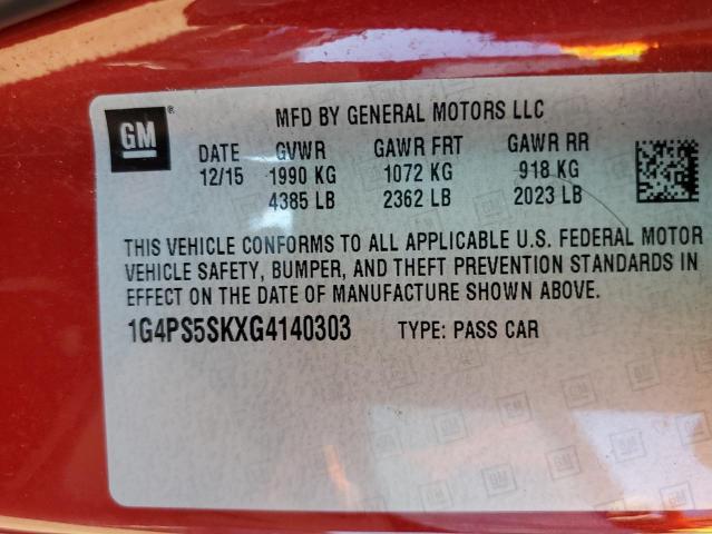 1G4PS5SKXG4140303 - 2016 BUICK VERANO RED photo 12