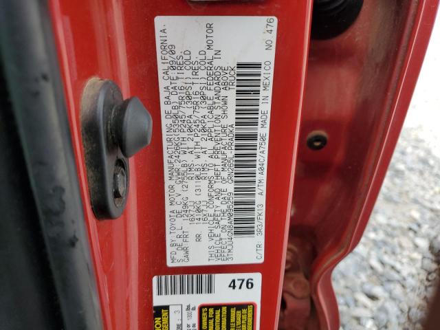 3TMJU4GN8AM095259 - 2010 TOYOTA TACOMA DOUBLE CAB PRERUNNER RED photo 12