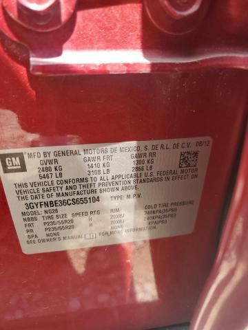 3GYFNBE36CS655104 - 2012 CADILLAC SRX PERFORMANCE COLLECTION RED photo 13