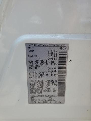 5N1AL0MN3FC525851 - 2015 INFINITI QX60 WHITE photo 13