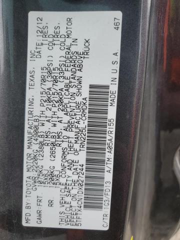 5TFTX4CN1DX027244 - 2013 TOYOTA TACOMA ACCESS CAB ნაცრისფერი ფოტო 12