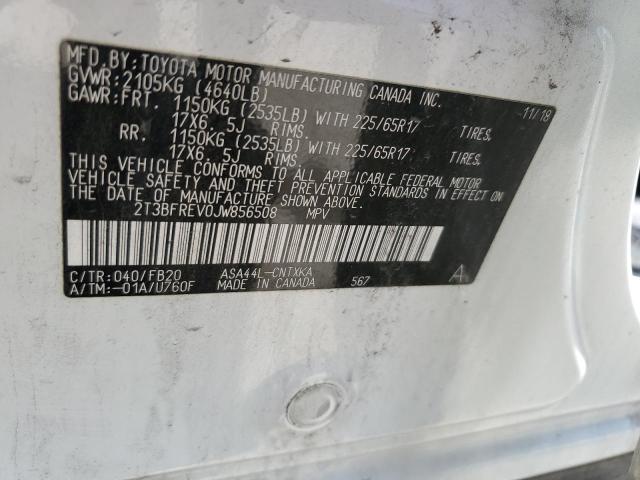 2T3BFREV0JW856508 - 2018 TOYOTA RAV4 LE თეთრი ფოტო 13