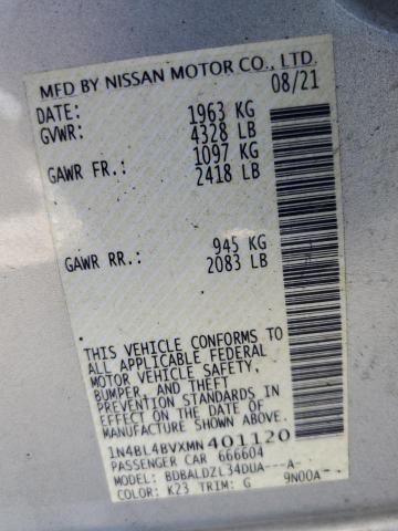 1N4BL4BVXMN401120 - 2021 NISSAN ALTIMA S SILVER photo 12