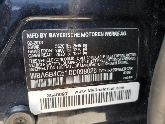 WBA6B4C51DD098826 - 2013 BMW 650 XI BLUE photo 12