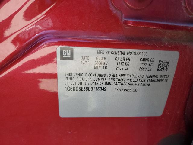 1G6DG5E58C0116049 - 2012 CADILLAC CTS LUXURY COLLECTION Czerwony zdjęcie 12