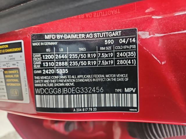 WDCGG8JB0EG332456 - 2014 MERCEDES-BENZ GLK 350 4MATIC RED photo 10