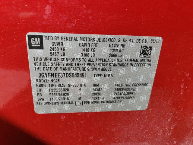 3GYFNEE37DS645491 - 2013 CADILLAC SRX PREMIUM COLLECTION RED photo 13