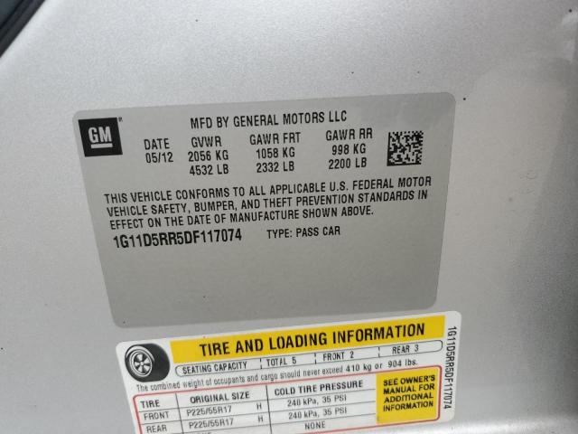 1G11D5RR5DF117074 - 2013 CHEVROLET MALIBU 1LT SILVER photo 12