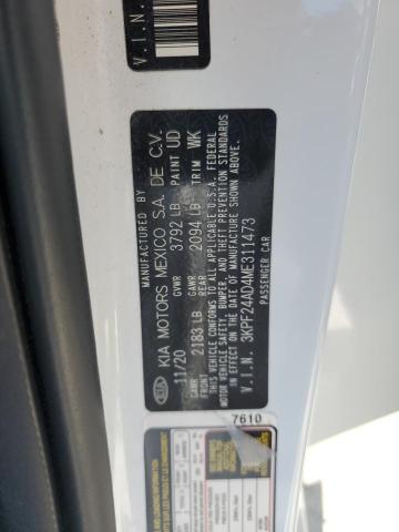 3KPF24AD4ME311473 - 2021 KIA FORTE FE WHITE photo 13