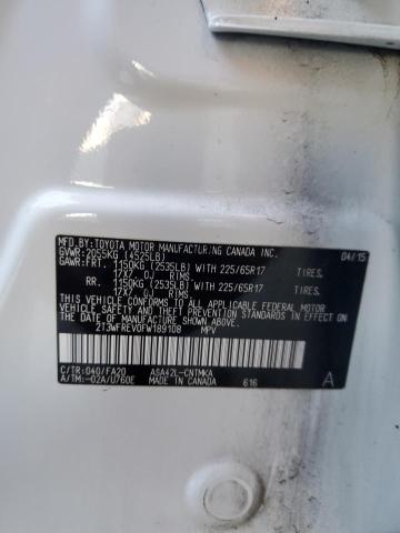 2T3WFREV0FW189108 - 2015 TOYOTA RAV4 XLE WHITE photo 14