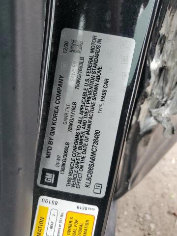 KL8CB6SA6MC738480 - 2021 CHEVROLET SPARK LS BLACK photo 12