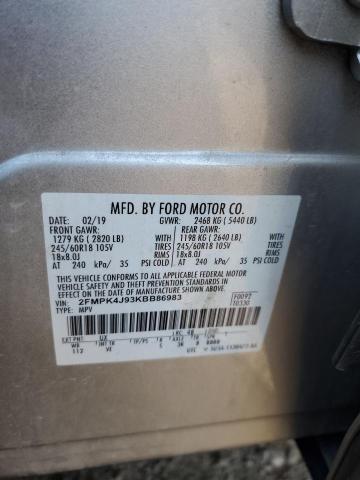 2FMPK4J93KBB86983 - 2019 FORD EDGE SEL Արծաթագույն լուսանկար 13