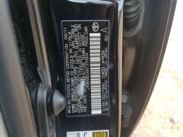 JTDKN3DU6B1370004 - 2011 TOYOTA PRIUS BLACK photo 12