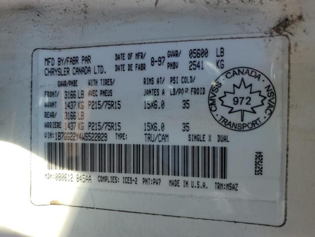 1B7GG22Y4WS522829 - 1998 DODGE DAKOTA WHITE photo 12