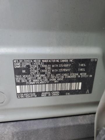 2T3RWRFV4LW065737 - 2020 TOYOTA RAV4 XLE GREEN photo 14