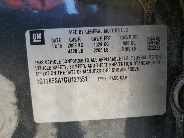 1G11A5SA1GU127551 - 2016 CHEVROLET MALIBU LIM LS GRAY photo 12