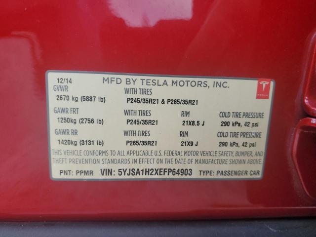 5YJSA1H2XEFP64903 - 2014 TESLA MODEL S Կարմիր լուսանկար 12