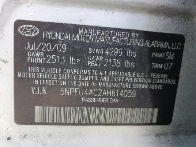 5NPEU4AC2AH614059 - 2010 HYUNDAI SONATA SE SILVER photo 12