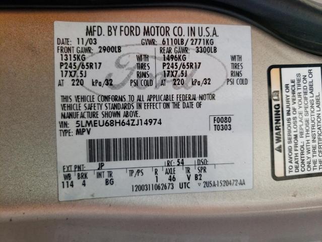 5LMEU68H64ZJ14974 - 2004 LINCOLN AVIATOR 银色 照片 13