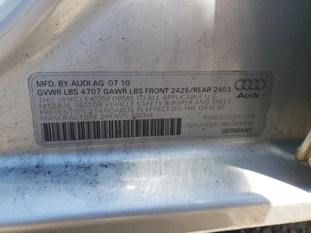 WAUAFAFL9BN008630 - 2011 AUDI A4 PREMIUM SILVER photo 12