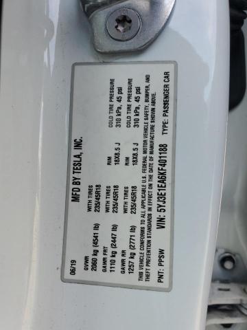 5YJ3E1EA6KF401188 - 2019 TESLA MODEL 3 白色 照片 13