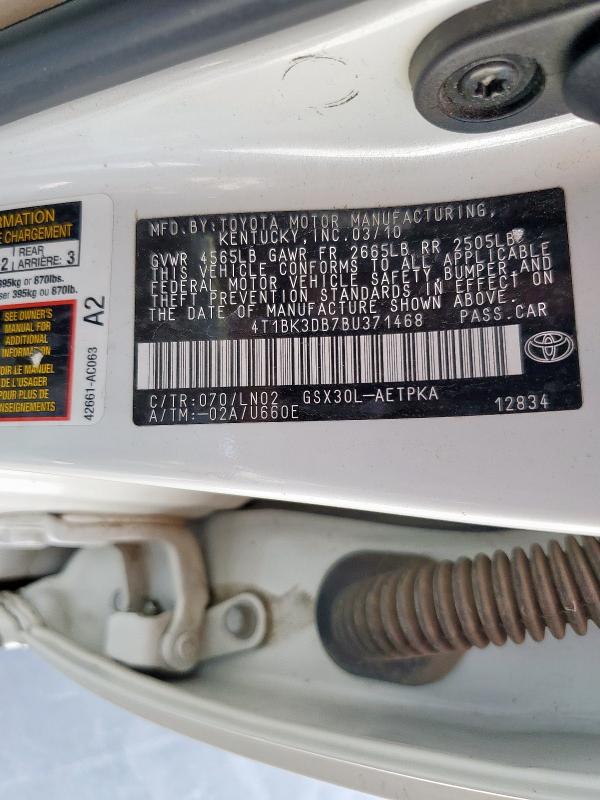 4T1BK3DB7BU371468 - 2011 TOYOTA AVALON BASE Білий фото 12