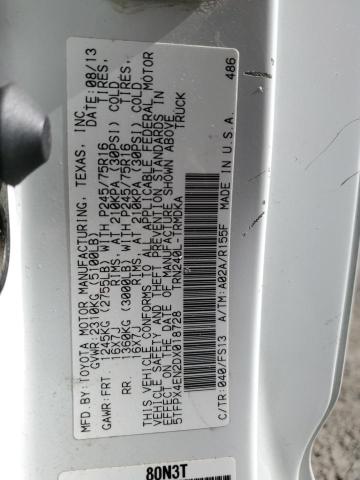 5TFPX4EN2DX018728 - 2013 TOYOTA TACOMA 白色 照片 12