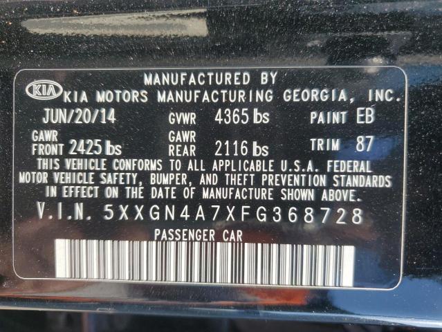 5XXGN4A7XFG368728 - 2015 KIA OPTIMA EX BLACK photo 12