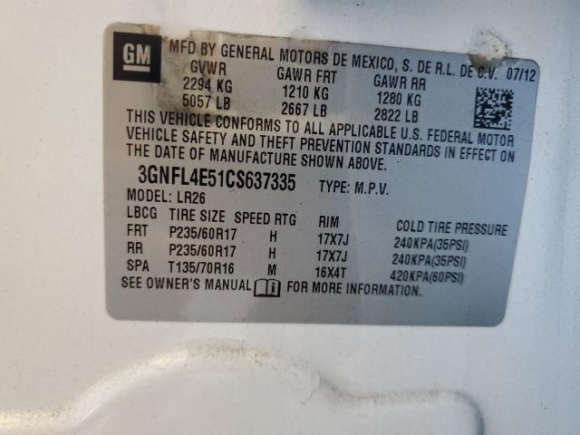 3GNFL4E51CS637335 - 2012 CHEVROLET CAPTIVA SPORT თეთრი ფოტო 13