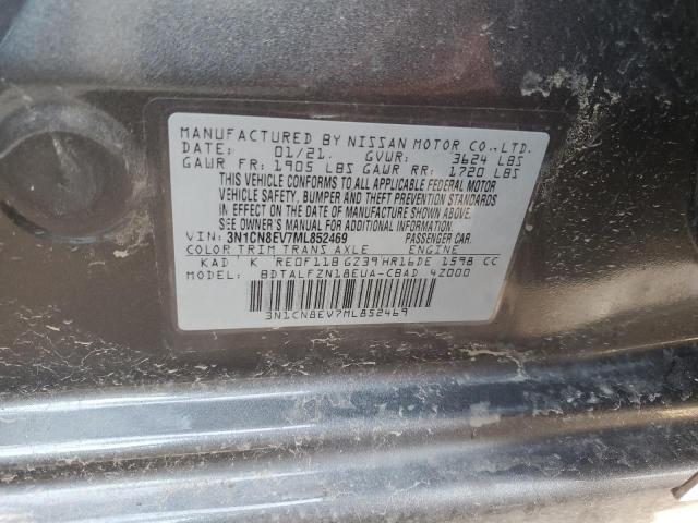 3N1CN8EV7ML852469 - 2021 NISSAN VERSA SV GRAY photo 12