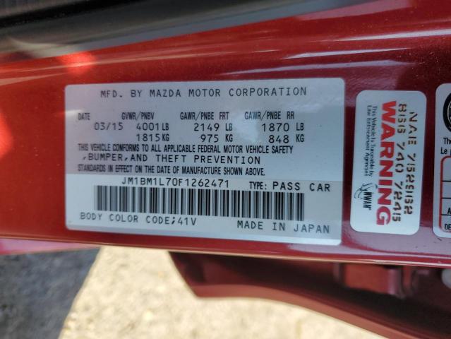 JM1BM1L70F1262471 - 2015 MAZDA 3 TOURING RED photo 12