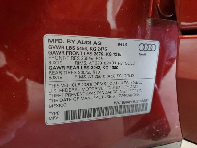 WA1BNAFY9J2166854 - 2018 AUDI Q5 PREMIUM PLUS RED photo 13