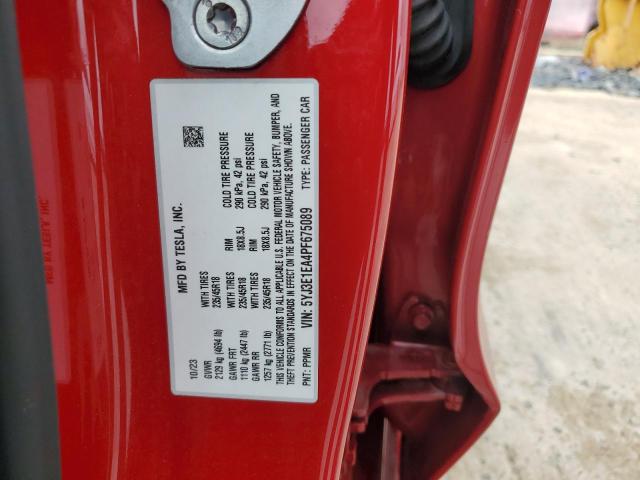 5YJ3E1EA4PF675089 - 2023 TESLA MODEL 3 RED photo 12
