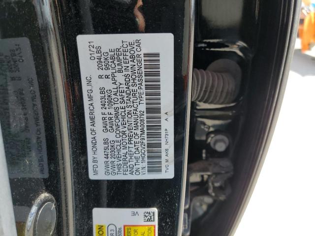 1HGCV2F97MA008792 - 2021 HONDA ACCORD TOURING BLACK photo 13