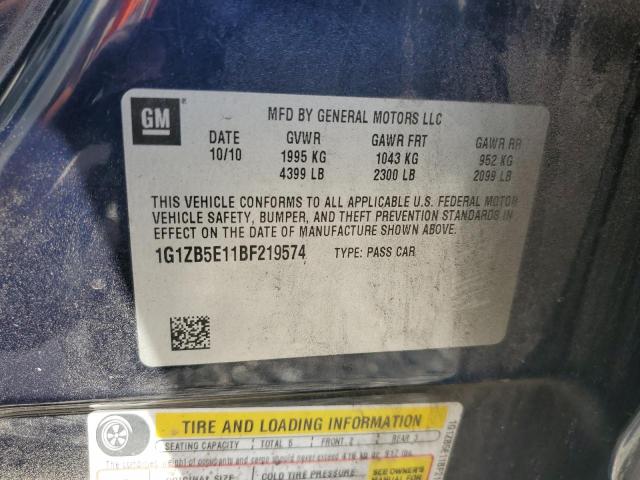 1G1ZB5E11BF219574 - 2011 CHEVROLET MALIBU 4D LS BLUE photo 12