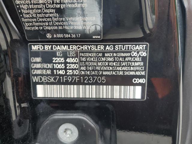 WDBSK71F97F123705 - 2007 MERCEDES-BENZ SL 550 BLACK photo 12
