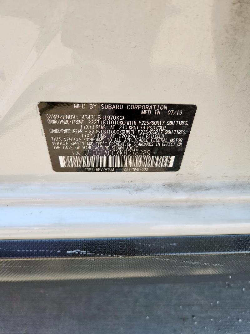 JF2GTACCXK8376289 - 2019 SUBARU CROSSTREK PREMIUM Blanc photo 13