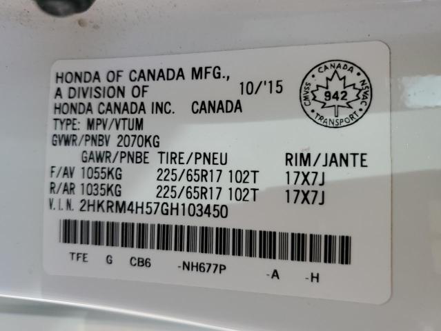 2HKRM4H57GH103450 - 2016 HONDA CR-V EX Ақ фото 14