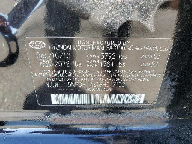 5NPDH4AE1BH017102 - 2011 HYUNDAI ELANTRA GLS BLACK photo 12