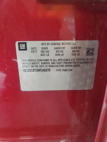 1G1ZE5ST0HF245878 - 2017 CHEVROLET MALIBU LT MAROON photo 12