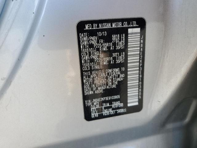 JN8AE2KP3E9103805 - 2014 NISSAN QUEST S SILVER photo 13