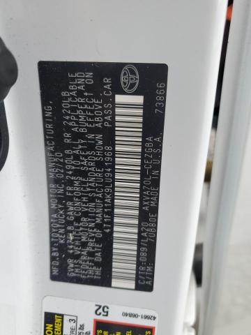 4T1F11AK9LU941968 - 2020 TOYOTA CAMRY XLE თეთრი ფოტო 12